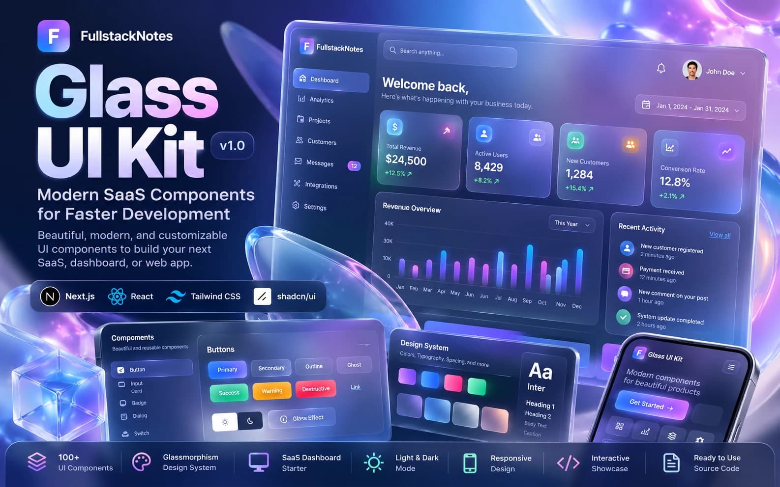FullstackNotes Glass UI Kit ✨